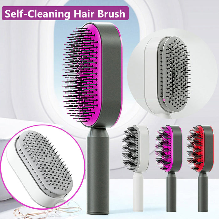 Self Cleaning Hair Brush For Women One-