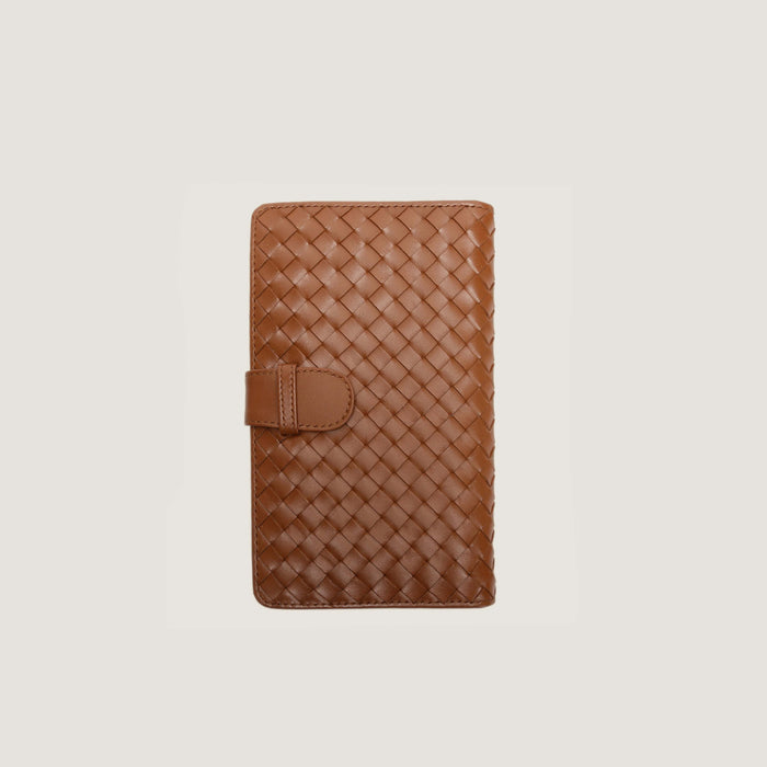 WOVEN LEATHER TRAVEL WALLET - TAN